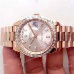 New Upgraded Rolex Day-Date II 2836 Watch Rose Gold Diamond Bezel
